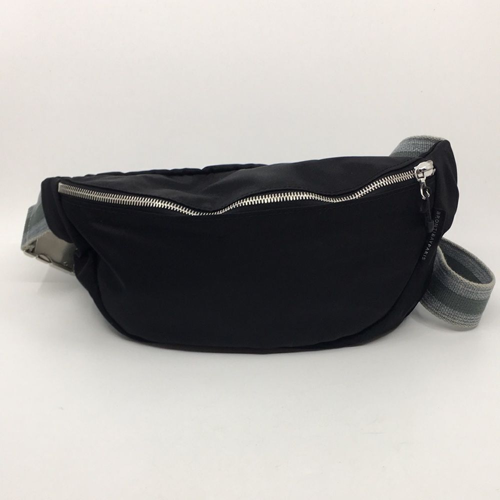 Brontibay Paris black nylon belt bag with thick canvas strap